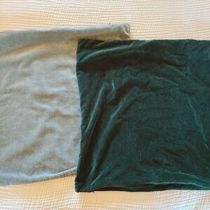 World Market Velvet Pillow Covers in Sage and Forest Green 16in x 16in